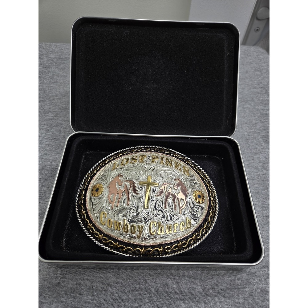 Lone Star Silversmith Lost Pines Cowboy Church Rodeo Belt Buckle